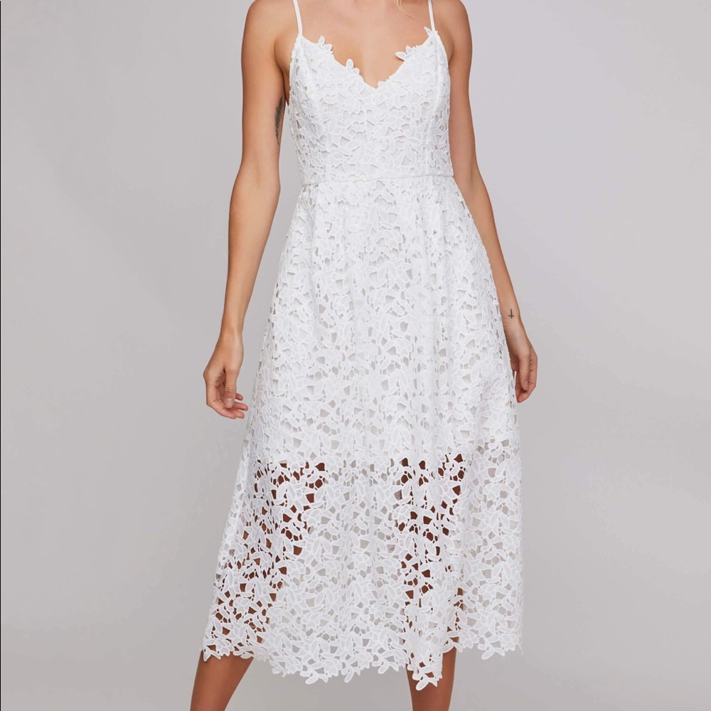 ASTR Lace A Line Midi White